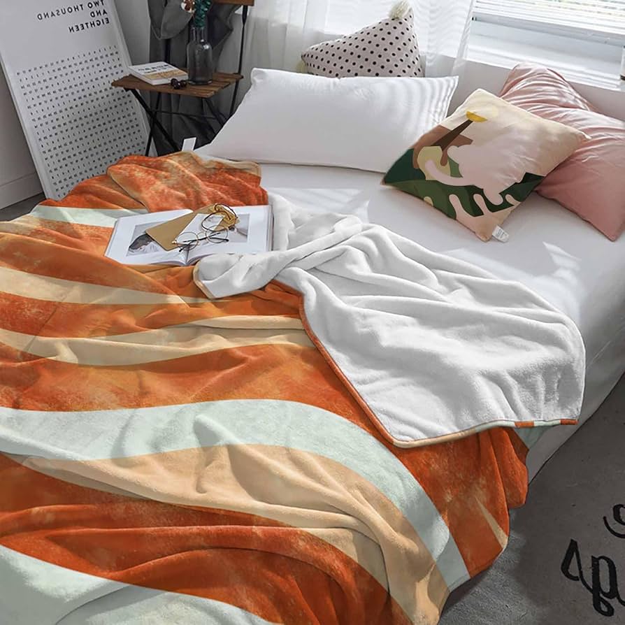 Amazon.com: Orange Wave Throw Blanket, Abstract Lightweight